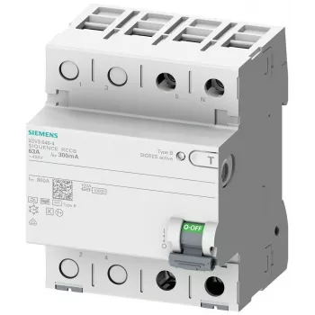 Întrerupător diferențial SIEMENS 5SV33224, tip B, 25 A, 30 mA, 230 V, 1+N, 4 TE, cu întârziere scurtă