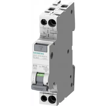 Întrerupător automat diferențial Siemens 5SV1316-7KK06, 1P+N, 6 A, caracteristică C, 30 mA, tip A, 6 kA
