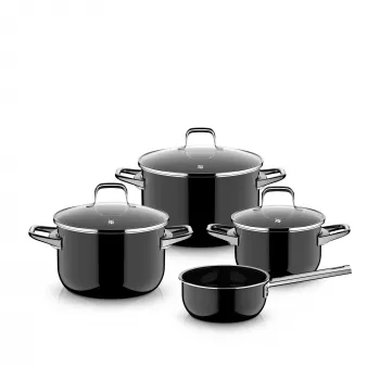 Set de vase WMF Fusiontec Essential Pro, 4 piese, negru 3201114047