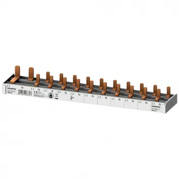 Bară colectoare cu pini SIEMENS 5ST37840, 16mm², 1x întrerupător diferențial 1P+N + 10x aparate compacte, 12 TE