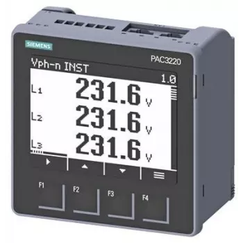 Siemens SENTRON PAC3220 dispozitiv de monitorizare a puterii, Modbus TCP, LCD, montaj în panou 96x96mm, 690/400V AC, auxiliar 24-60V DC, borne cu șurub 7KM32201BA011EA0