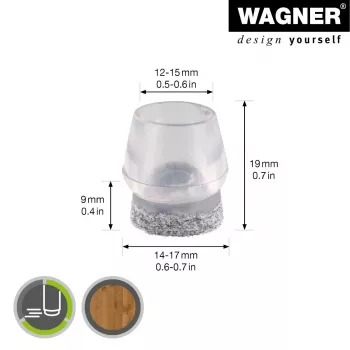 Capace pentru picioare de scaun Wagner design yourself EH 0555, plastic, Ø 14-17 mm, 4 buc. (15055599)