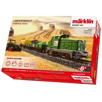 Märklin 29653 H0 set de start agricultură – locomotivă cu abur digital BR 81 cu sunet mfx+, Mobile Station 3, oval șină C, vagoane cu tractor și baloți de fân