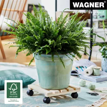 WAGNER design yourself Plant Caddy GH0037, Beech Wood, Beige, Square, 29 x 29 x 8.3 cm, 100 kg Load Capacity 20003701