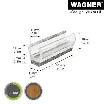 Glisor de mobilă cu clemă Wagner design yourself EH 0690, plastic, picioare rotunde de 12 mm, pachet de 4, alb 15069099