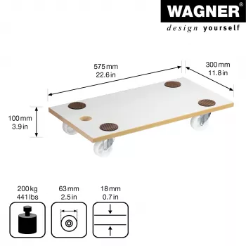 Wagner MM 1319 20131901 transport roller, up to 200 kg, white