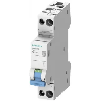 Întrerupător automat Siemens 5SY1710-2, 1 pol, 1 A, curba Z, cu comutator auxiliar integrat