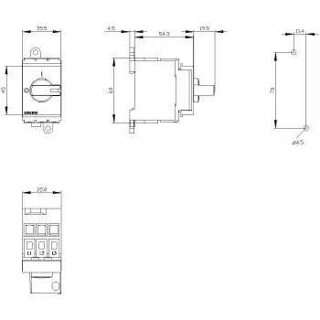 Întrerupător principal / întrerupător de sarcină Siemens 3LD30300TK13, 3 poli, 16 A, 7,5 kW, roșu/galben