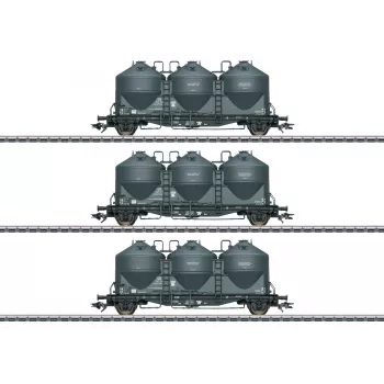 Set de 3 vagoane siloz pentru materiale pulverulente Märklin 48264 H0 Kds 67 al DB