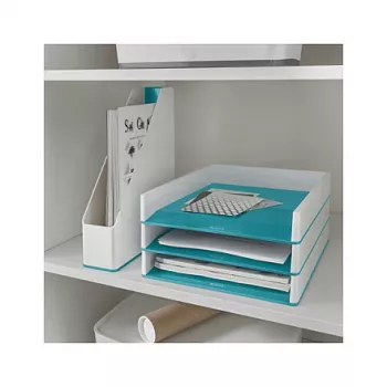 Tavă pentru corespondență LEITZ WOW Duo Colour A4 albastru-ghiață/alb 5361-10-51