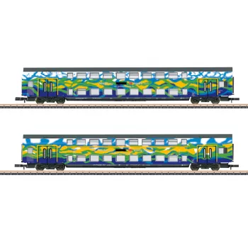 Set vagoane etajate Märklin 87306 Z Touristik 1 DB AG - 2 vagoane etajate intermediare