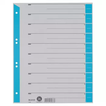 LEITZ Separatoare de documente A4 din carton albastru deschis, set de 25, perforare universală 16523030