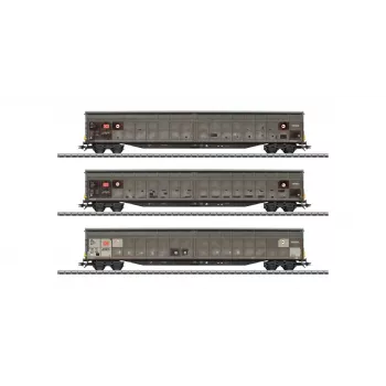Märklin 48067 H0 Set de 3 vagoane de marfă cu pereți glisanți DB AG