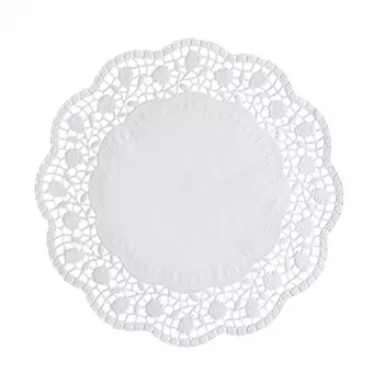 PAPSTAR Șervețele rotunde pentru tort Ø 28 cm, 100 bucăți, model dantelă alb 12268