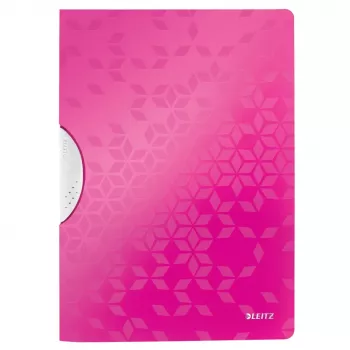 LEITZ WOW ColorClip Clip File A4 Pink Metallic with 3D Embossed Surface, Light Grey Interior, 1 Piece 4185-00-23