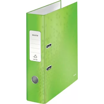 Mapă cu levier Leitz 180° WOW A4, cu mecanism cu pârghie, inel rotund, carton, verde, 600 file, 80 g/m² (10050054)