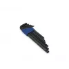 Set de 7 chei imbus în L Brüder Mannesmann M 299, oțel crom-vanadiu, metric 2,5-10 mm, DIN 911, cromat satinat, cu suport din plastic cu clemă