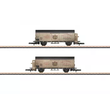 Märklin 82553 set de 2 vagoane de marfă acoperite Kessler pentru transport vin spumant DRG, Z Spur