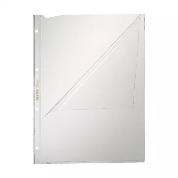 Plic de documente PVC transparent A4 Leitz 4744-0000, cu 2 perforații, pachet de 50