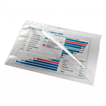 Plic de documente PVC transparent A4 Leitz 4744-0000, cu 2 perforații, pachet de 50