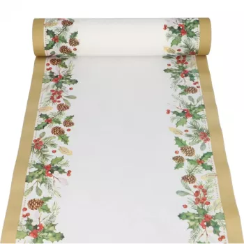 Dres de masă PAPSTAR vâsc și con de pin 37231, multicolor, 40 cm x 24 m