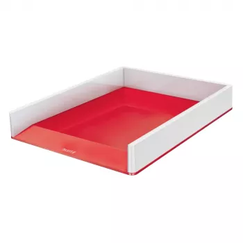 Tavă pentru documente Leitz WOW Duo Colour alb perlat/roșu