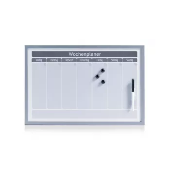ZELLER Planning Board 60 x 40 cm Magnetic Dry-Wipe Whiteboard with Aluminium Frame 11515
