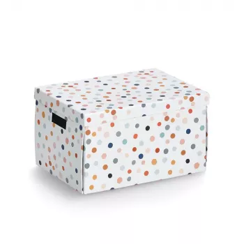 Zeller Dots Storage Box White with Dots 25 x 35 x 20 cm 14475