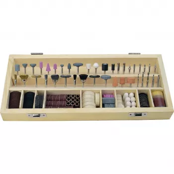 Set de 200 de piese pentru frezare, șlefuire și lustruire BRÜDER MANNESMANN M92568, cu coadă de 3,2 mm