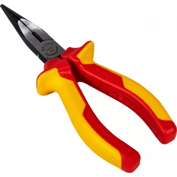 Clește cu vârfuri lungi BRÜDER MANNESMANN VDE 160 mm, izolat 1000V, pentru lucrări la piese sub tensiune, roșu/galben 10603