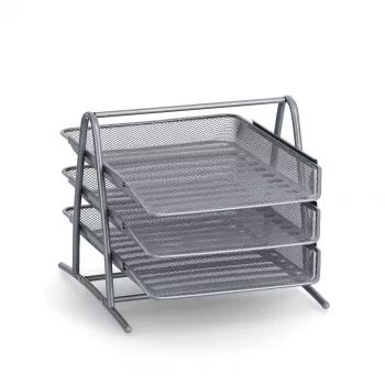 ZELLER MESHLINE 3-Tier A4 Aluminium Letter Tray, Silver 17701