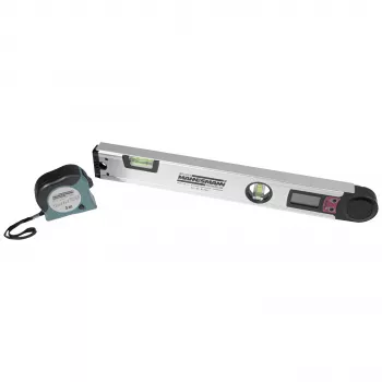 Raportor digital Brüder Mannesmann cu nivele cu bulă, 400 mm, LCD, 0-220°, rezoluție 0,1°, aluminiu (M81230)