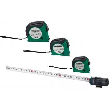 Ruletă Brüder Mannesmann M80503 5 m cu lamă din oțel 19 mm, carcasă ABS cauciucată, metrică, clasa II