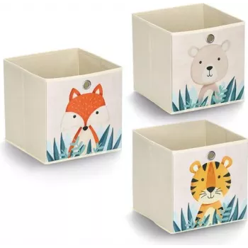 Zeller Present 14479 Freestanding Toy Storage Basket Cube Beige Multicolor