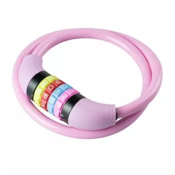 Lacăt cu cablu pentru bicicletă BURG WÄCHTER 210 C 65 GIRLS, roz, cablu de oțel 650 mm, combinație cu 4 cifre, pentru copii 39590