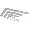 Set de 5 echere Brüder Mannesmann M81210 cu vârf de trasare, oțel călit, metric, riglă 100 mm, raportor 0-180°, unghi de 45°, echer de centrare, cutie de plastic 0418002