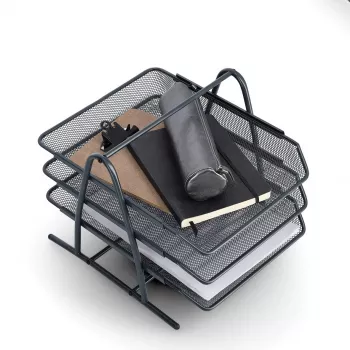 ZELLER MESHLINE 3-Tier Letter Tray Anthracite 17731