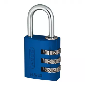 Lacăt cu cifru din aluminiu ABUS 145/30, 3 cifre, albastru
