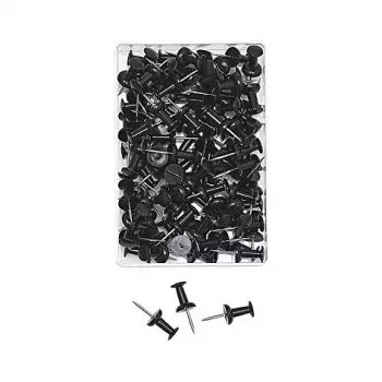Pioneze negre WEDO 54 201, 100 bucăți, lungime ac 12 mm, diametru cap 10 mm, cutie transparentă din plastic