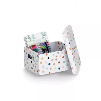 Zeller Dots Storage Box White with Dots 18.0 cm x 25.0 cm 14474