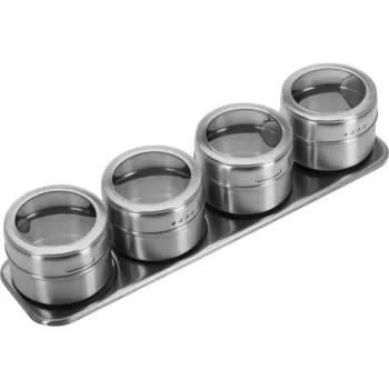 WESTMARK Spice Board Set, 5-Piece, Bamboo Board with 4 Glass Jars, 90 ml Each 65152260