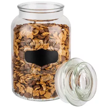 Borcan de depozitare APS 1,5 L din sticlă cu capac din sticlă și garnitură din silicon 82267