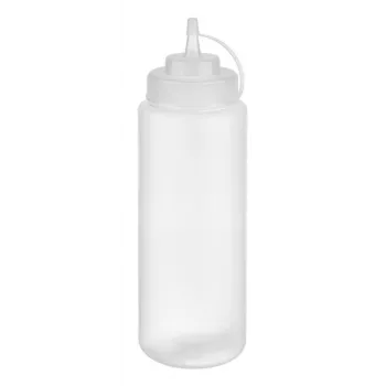 APS Sticlă de stors 1025 ml transparentă din polietilenă cu filet și capac de închidere - 1 bucată (93259)