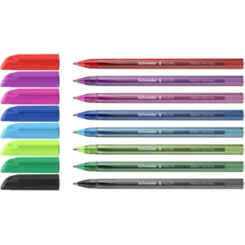 Set de pixuri Schneider Vizz M cu 8 culori asortate, mediu 0,5 mm, zonă de prindere din cauciuc, tehnologie Viscoglide 102298