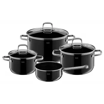 Set de 4 oale Silit Elegance Line, Silargan negru, pentru toate tipurile de plită, rezistent la zgârieturi, termorezistent până la 250°C 3201019232