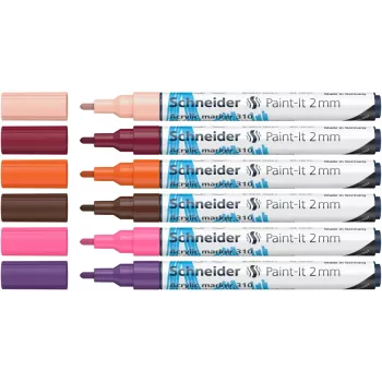 Set de markere acrilice Schneider Paint-It 310 V3, culori asortate, 2,0 mm, 6 bucăți 120197