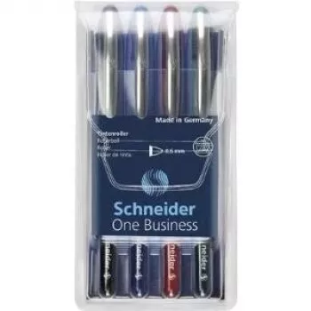 Pix cu bilă Schneider Edding One Business Stick, negru/albastru/verde/roșu, pachet de 4 183094