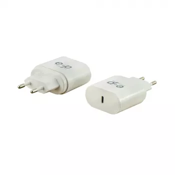 Încărcător de perete E+P AC211 USB-C cu 1 port, 25 W, USB PD 3.0 PPS, alb
