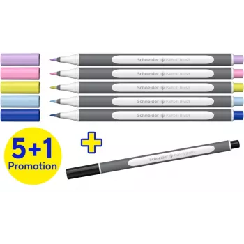 Set de carioci Schneider Paint-It 070, 6 culori asortate, vârf rotund 1 mm, cerneală pe bază de apă, capac de siguranță ventilat ML07010502