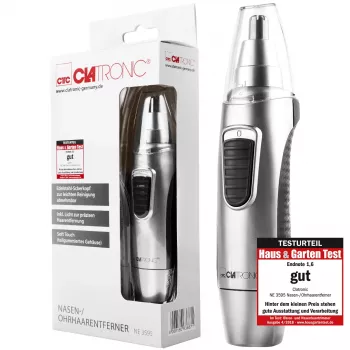 Trimmer pentru păr din nas și urechi Clatronic NE 3595, cu lumină de precizie, cap de tăiere detașabil din oțel inoxidabil (263687)